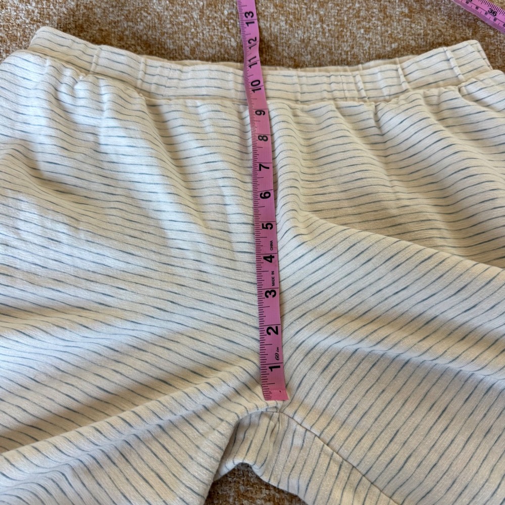 Haven Well Within Womens Large Striped Wide Leg Crop Pants Cream Navy Lounge - Picture 7 of 9